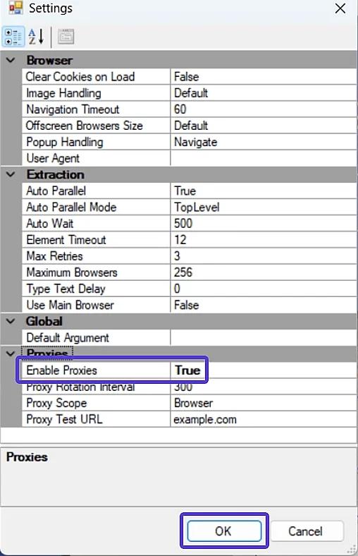Stableproxy proxy servers paired with Helium Scraper - StableProxy