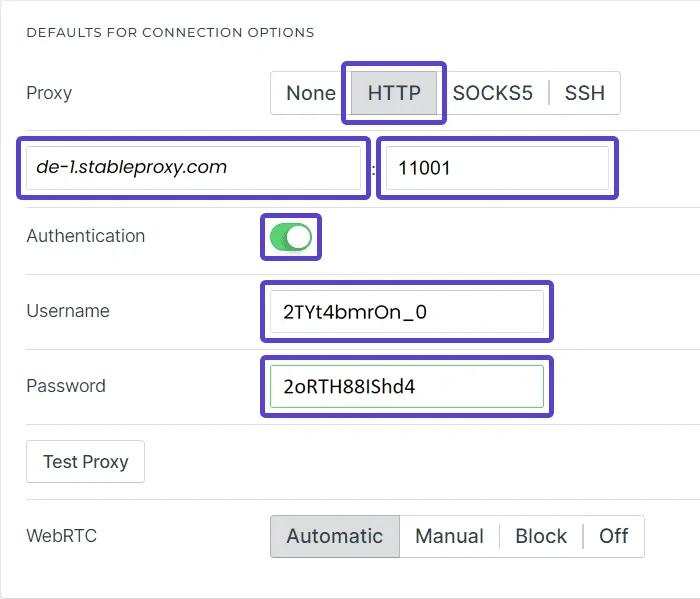 Using proxy servers with Kameleo. Combining with Stableproxy